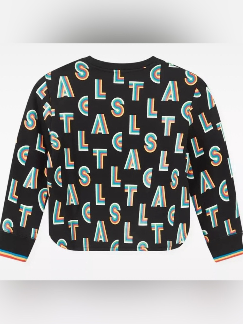 Stella McCartney Kids Black Long Sweatshirt with Rainbow Letter Print